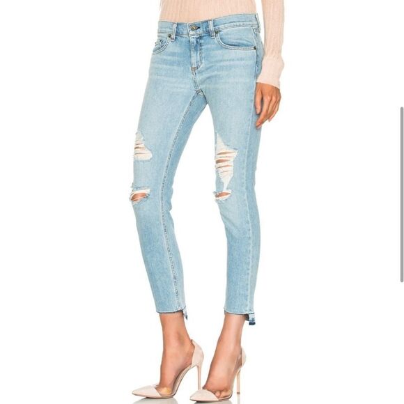 Rag & Bone Dre Capri Distressed Raw Hem Marina Wash - Picture 2 of 15